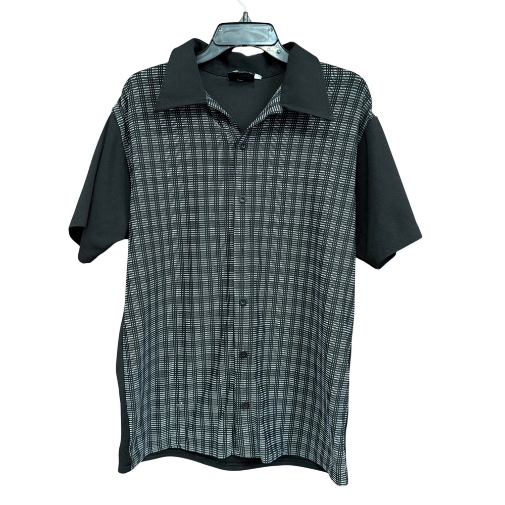 Positano Men's Black & White Button Down Shirt Short Sleeve - Size M‎